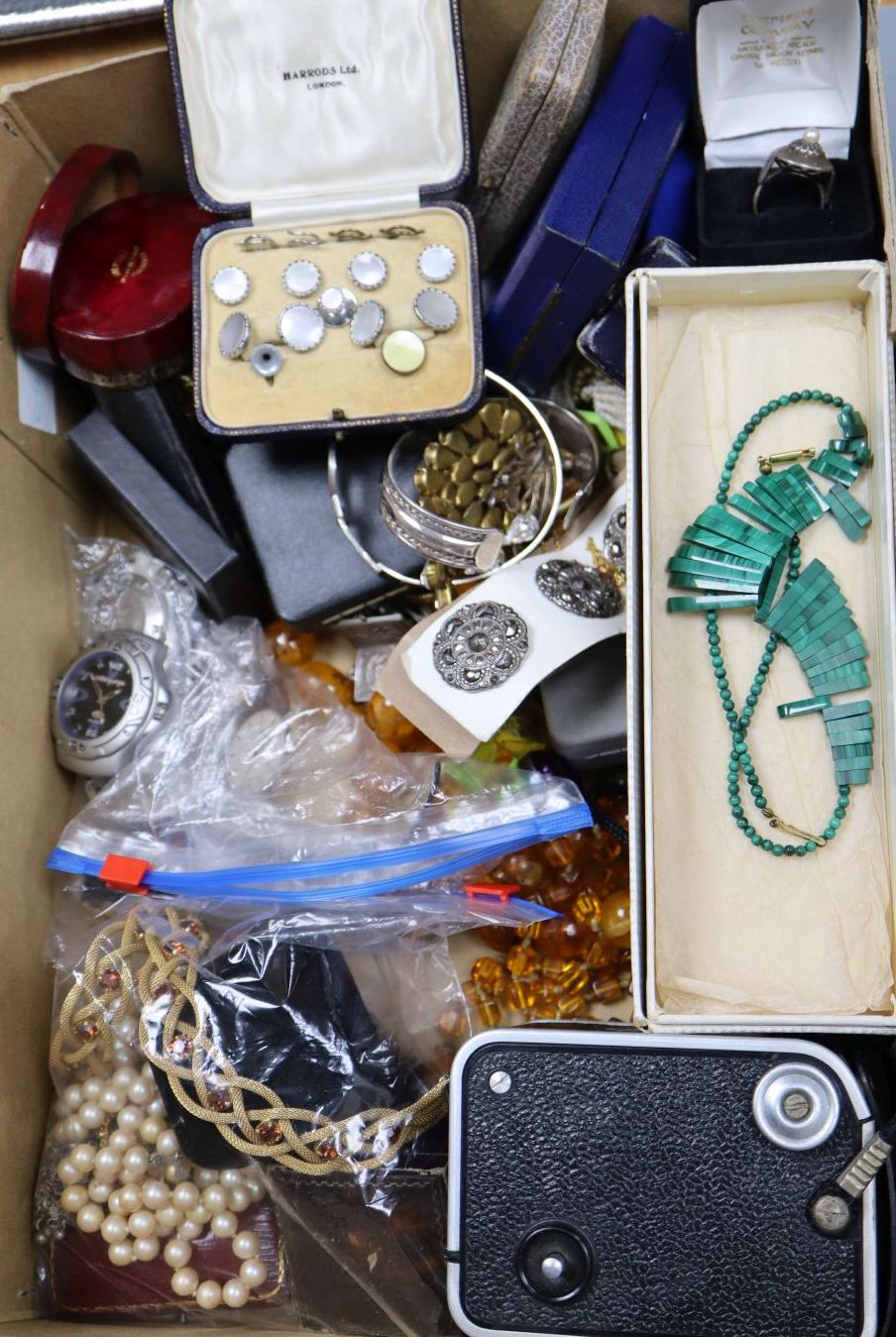 A large quantity of assorted costume jewellery including a gentlemans diver watch